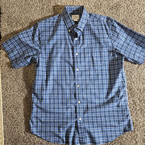 LL Bean XL Blue Check Kennebunk Men's Medium Button-Front Shirt 502253 Trad-Fit